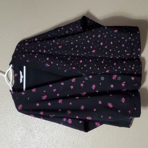 The Nines by Hatch Floral Cardigan Size XXL Pockets Buttons Black Pink